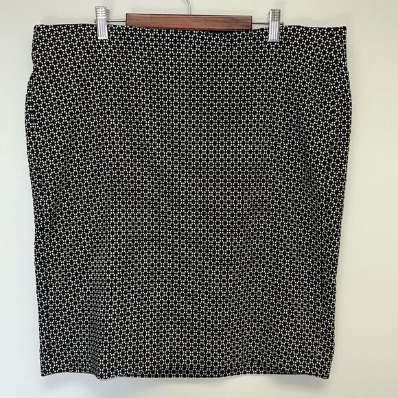 ELLE XXL Black White Pull On Stretch Pencil Skirt - Picture 2 of 11